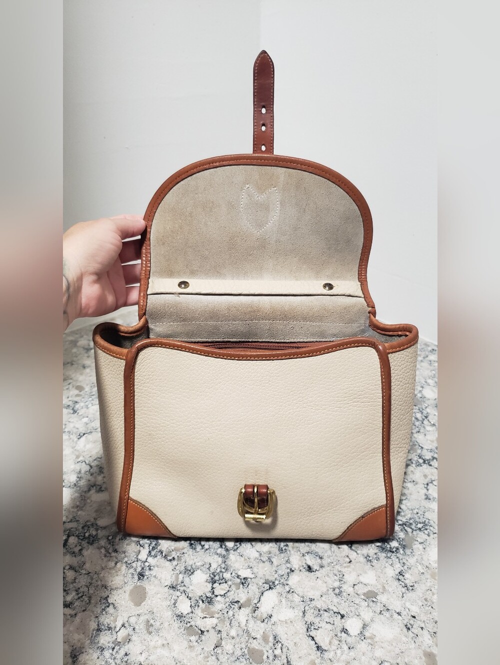 Vintage 1990s Dooney & Bourke Small All-Weather Leather Carpet Bag - Picture 8 of 16